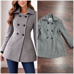 Calvin Klein Women's Gray Double-Breasted Coat 🩶🩶